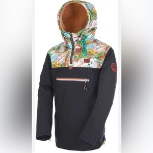 Colorful Hooded Ski Jacket with Black Base
